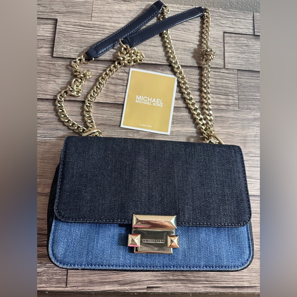 Micheal Kors Denim Leather Chain Small-Shoulder/Crossbody bag
